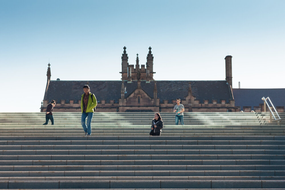 View of Anderson Stuart Building and Steps at Law School Building