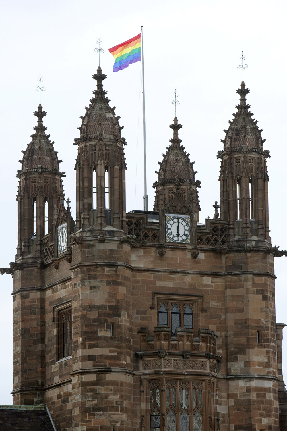 Clocktower with Rainbow Flag