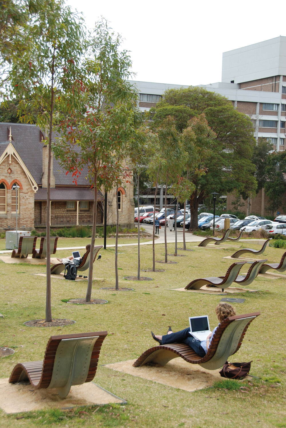 Students at Cadigal Green with a View of Old School Building