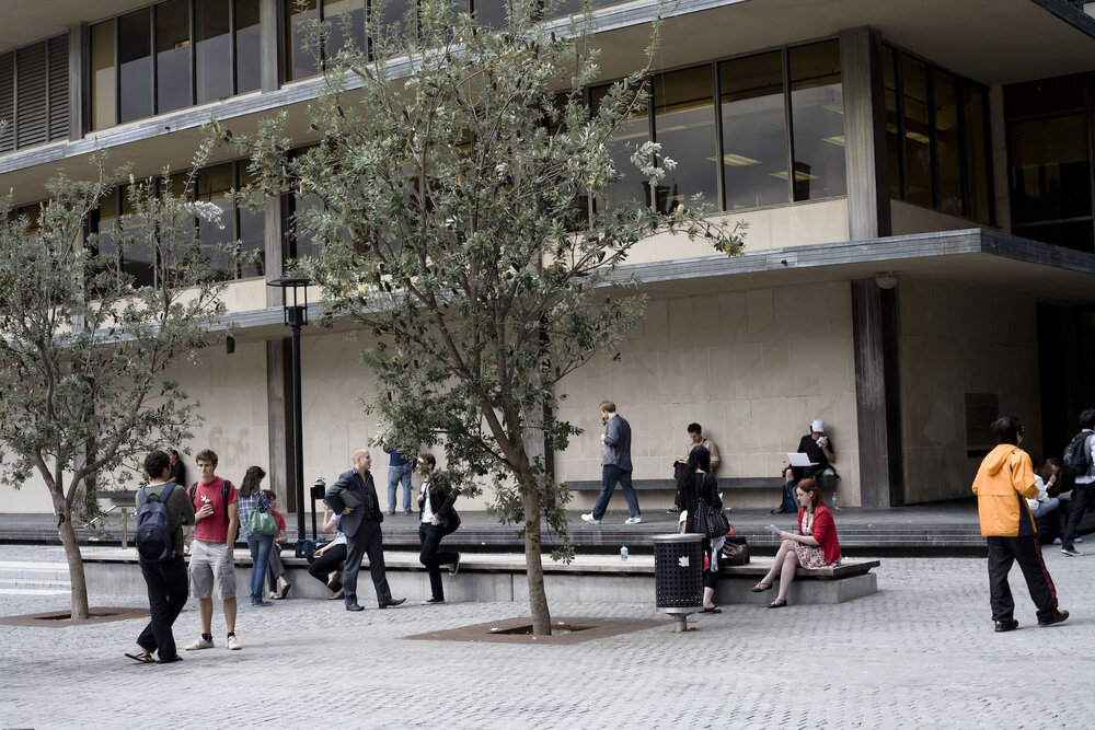 Students Outside Fisher Library