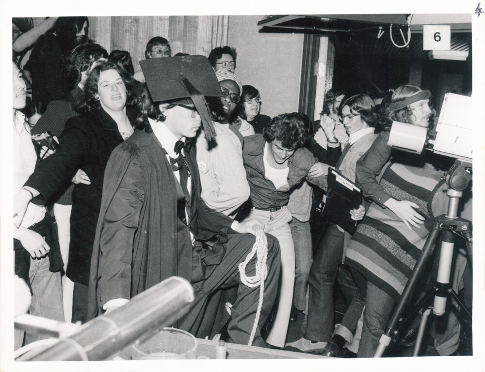 Students Protesting Against Professor Hans Eysenck's Lecture in the Carslaw Lecture Theatre