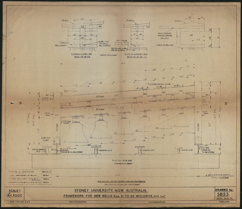Framework for New Bells Nos 31 to 59 - Drawing No 5853