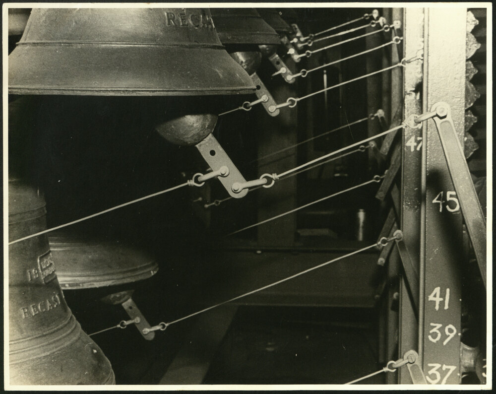 Close Up of Wires of the Rebuilt Carillon Bells