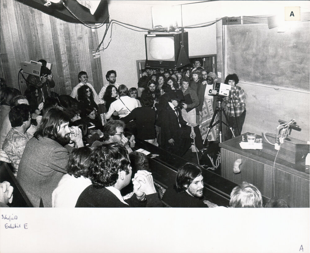 Students Protesting Against Professor Hans Eysenck's Lecture in the Carslaw Lecture Theatre