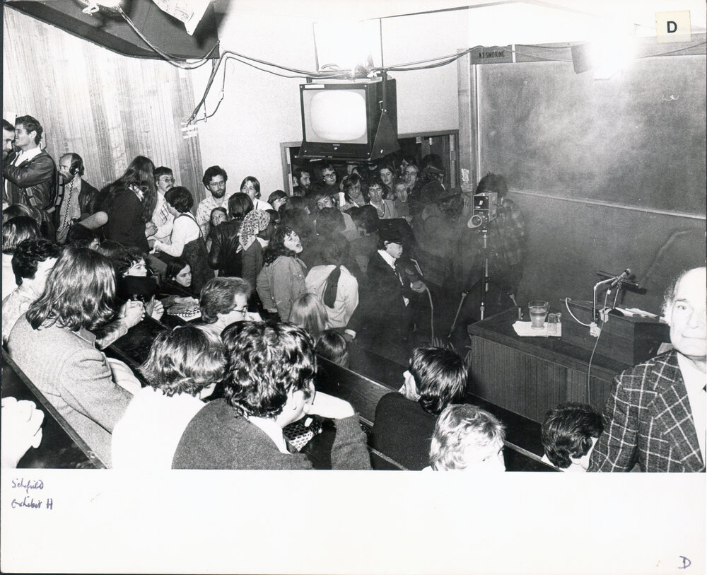 Students Protesting Against Professor Hans Eysenck's Lecture in the Carslaw Lecture Theatre