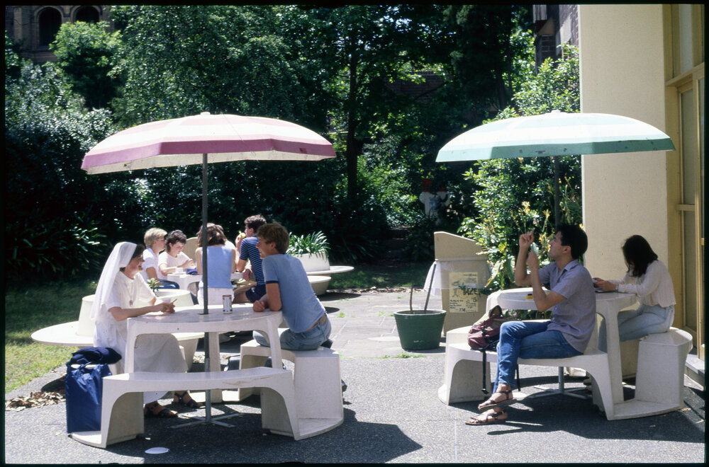 Students Sitting Outside Manning House
