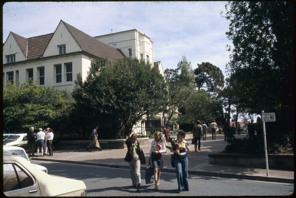 Three Women Crossing Science Road at Badham Building