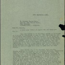 Correspondence with John Taylor & Co, Loughborough, England