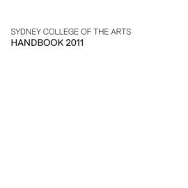 Sydney College of the Arts Handbook 2011