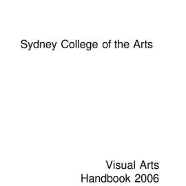 Sydney College of the Arts Visual Arts Handbook 2006