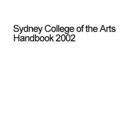 Sydney College of the Arts Handbook 2002