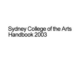 Sydney College of the Arts Handbook 2003