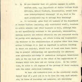 RM and CH Berndt's Responses to Questions Asked by the WA Special Committee on Native Matters