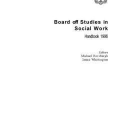 Board of Studies in Social Work Handbook 1996