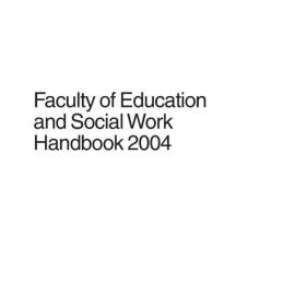 Faculty of Education and Social Work Handbook 2004