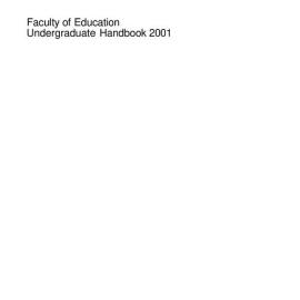 Faculty of Education Undergraduate Handbook 2001