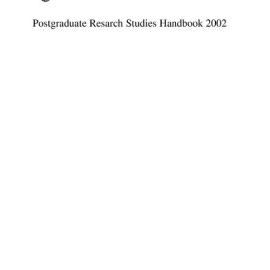 Postgraduate Research Studies Handbook 2002