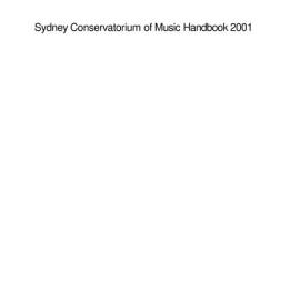 Sydney Conservatorium of Music Handbook 2001