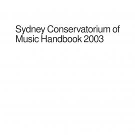 Sydney Conservatorium of Music Handbook 2003