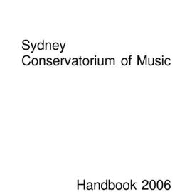 Sydney Conservatorium of Music Handbook 2006