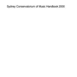 Sydney Conservatorium of Music Handbook 2000