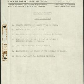 Notes from John Taylor & Co Bell Foundry Regarding the Rebuilt Carillon Bells