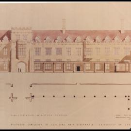Main Building - Proposed Completion of Cloisters - Plan and Elevation of Western Tower