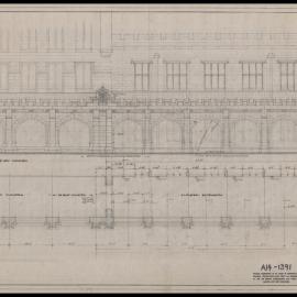 Main Building - Perspective Drawing of Proposed Completion of Cloister South of Western Tower - Plan and Elevation
