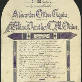 Testimonial to Alexander Oliver and Dorothea Oliver