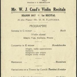 WJ Coad's Violin Recitals - Season 1917 - First Recital