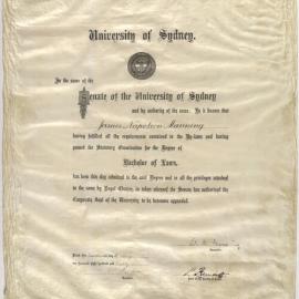 James Napoleon Manning - Bachelor of Laws 1887