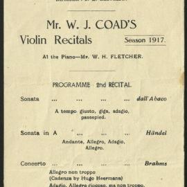 WJ Coad's Violin Recitals - Season 1917 - Second Recital