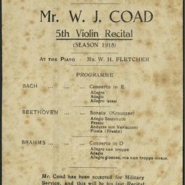 WJ Coad's Fifth Violin Recital - Season 1918