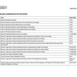 Academic Board Finding Aid