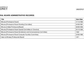 Professorial Board Finding Aid