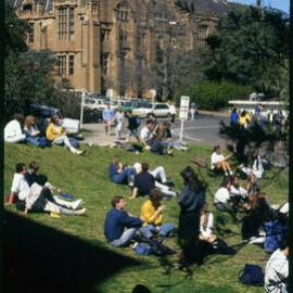 Students Relaxing on Lawn Near the Anderson Stuart Building