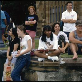 Students Relaxing in Quadrangle, Courses and Careers Day 1995