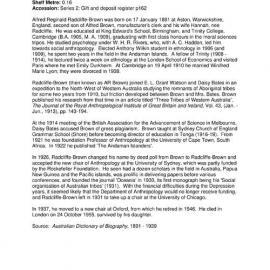 Radcliffe-Brown, Alfred Reginald Finding Aid