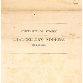 Chancellor's Address by WC Windeyer