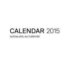 University of Sydney Calendar 2015