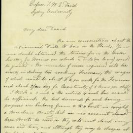 Letters from WH Slee and NSW Government Relating to Funafuti Expedition