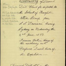 Inventory of Diamond Drill