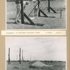 Construction of the Fleurs Cross and Radioastronomy Field Station - Alignment of Southern Strain Posts and Looking West from East End