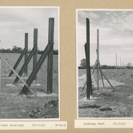 Construction of the Fleurs Cross and Radioastronomy Field Station - Western Strain Posts Cemented and Looking East
