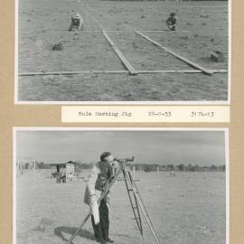 Construction of the Fleurs Cross and Radioastronomy Field Station - Hole Marking Jig and Levelling East-West Posts