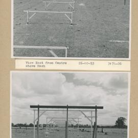 Construction of the Fleurs Cross and Radioastronomy Field Station - View East from Centre Above Mesh and View West from Eastern End