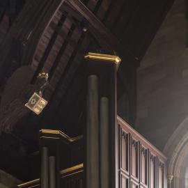 Great Hall Roof with Angel Holding MetaPhysica Book