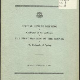 Special Senate Meeting in Celebration of the Centenary of the First Meeting of the Senate