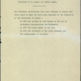 Centenary Celebrations Committee Inaugural Report of Public Meeting