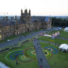 Aerial View of Quadrangle and Front Lawn During Vivid Path to the Future Festival